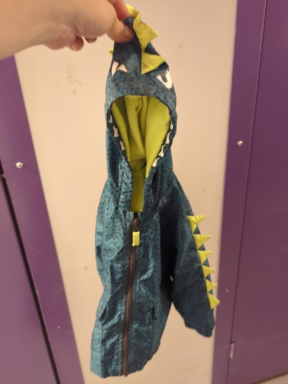 Kids' Teal Dino Hooded Jacket with Lime Accents Carter's